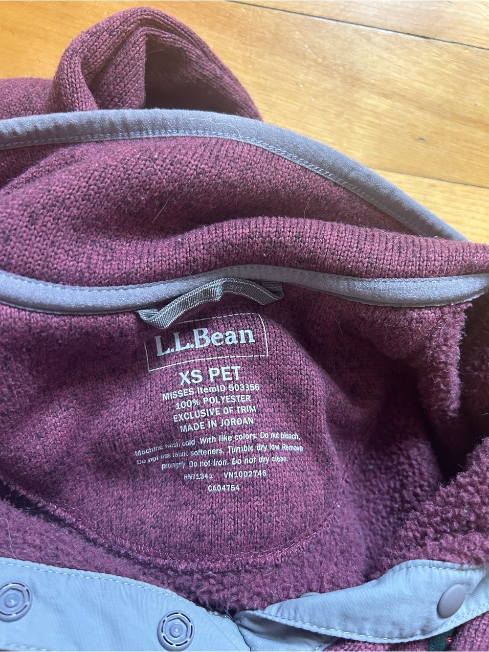 L.L.Bean Fleece Snap Pullover Sweater Eggplant XS Petite - Picture 3 of 8